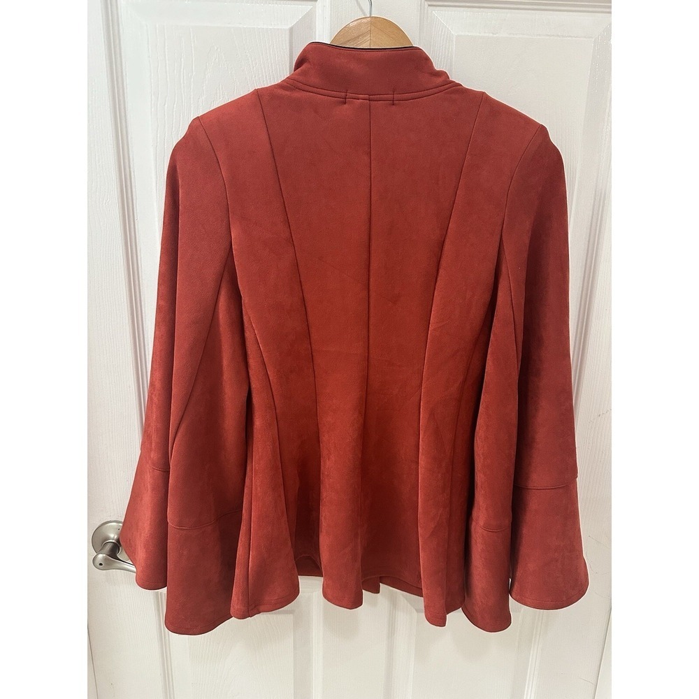 Womens Red Suede Button-Front Jacket - image 6